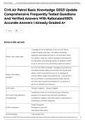 Civil Air Patrol Basic Knowledge &vert;2025 Update Comprehensive Frequently Tested Questions And Verified Answers With Rationales&vert;100&percnt; Accurate Answers &vert; Already Graded A&plus;