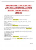 NAB NHA CORE EXAM QUESTIONS WITH DETAILED VERIFIED ANSWERS ALREADY GRADED A&plus; LATEST VERSION