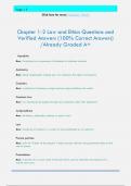 Chapter 1-2 Law and Ethics Questions and Verified Answers &lpar;100&percnt; Correct Answers&rpar;  &sol;Already Graded A&plus;