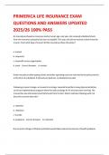 PRIMERICA LIFE INSURANCE EXAM QUESTIONS AND ANSWERS UPDATED 2025&sol;26 100&percnt; PASS