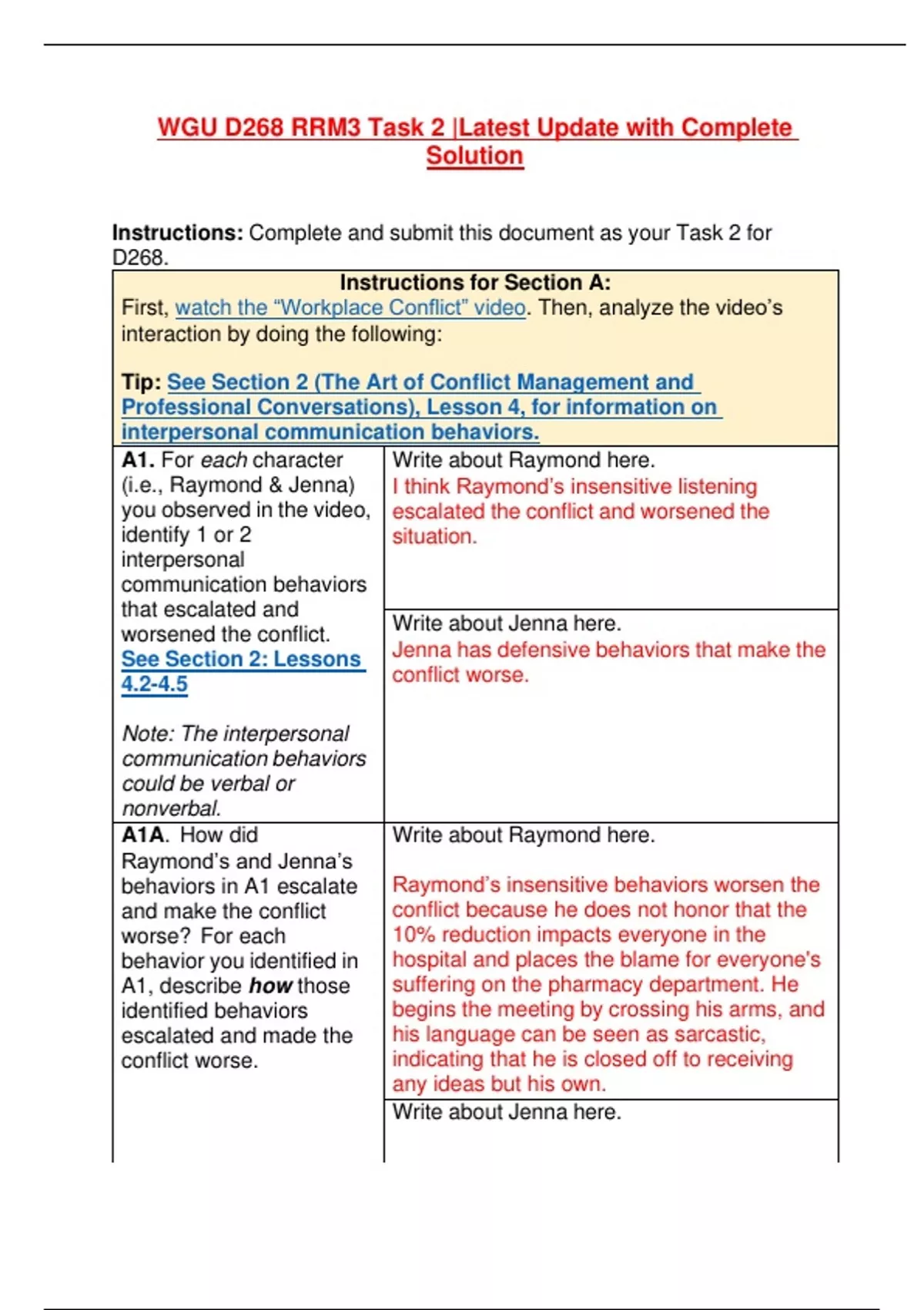 Wgu Rhm3 Task 2 WGU D268 RRM3 Task 2 |Latest Update with Complete Solution - D268 ...