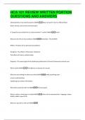 HCA 101 REVIEW WRITTEN PORTION  QUESTIONS AND ANSWERS