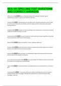 HCA 101 SPELLING TEST QUESTIONS  AND CORRECT ANSWERS 
