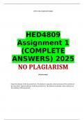 Exam &lpar;elaborations&rpar; HED4809 Assignment 1 &lpar;COMPLETE ANSWERS&rpar; 2025