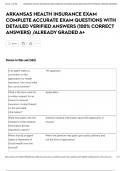 ARKANSAS HEALTH INSURANCE EXAM COMPLETE ACCURATE EXAM QUESTIONS WITH DETAILED VERIFIED ANSWERS &lpar;100&percnt; CORRECT ANSWERS&rpar; &sol;ALREADY GRADED A&plus;