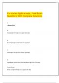 Computer Applications - Final Exam  Questions With Complete Solutions