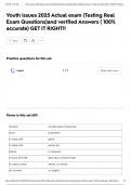 Youth issues 2025 Actual exam &lpar;Testing Real Exam Questions&rpar;and verified Answers &lpar; 100&percnt; accurate&rpar; GET IT RIGHT&excl;&excl;