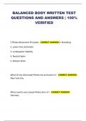 BALANCED BODY WRITTEN TEST QUESTIONS AND ANSWERS &vert; 100&percnt; VERIFIED&vert;UPDATED 2025