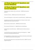  LA Steam Engineer 91 Questions and Correct Solutions