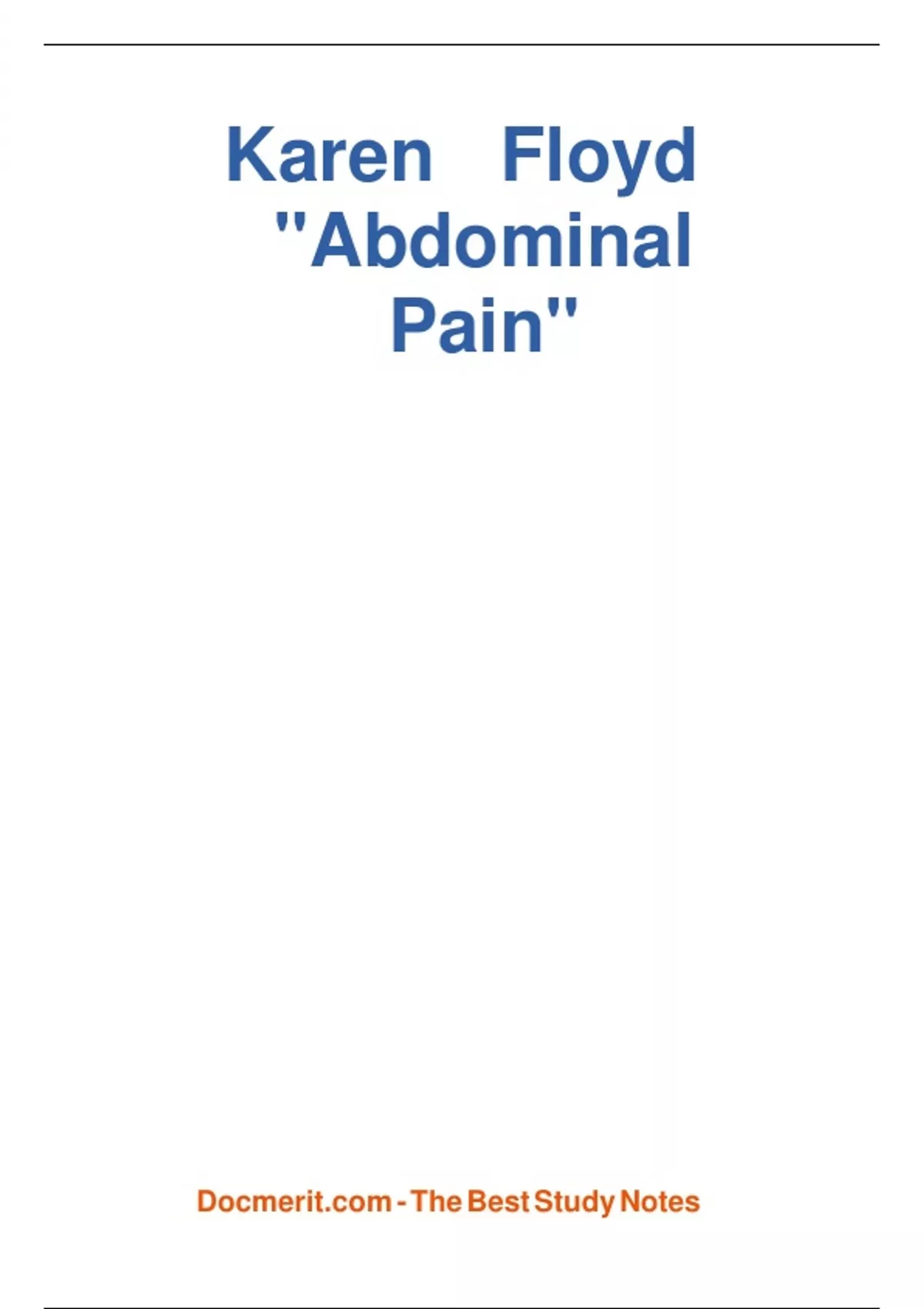 KAREN FLOYD abdominal pain LATEST 2024 100 % GRADED - KAREN FLOYD ...