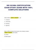 SDI SCUBA CERTIFICATION EXAM STUDY GUIDE WITH 100&percnt; COMPLETE SOLUTIONS&vert;ASSURED SUCCESS