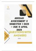 ANS2601 ASSESSMENT 2 SEMESTER 1 2025 &ndash; DUE 11 APRIL 2025