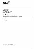 AQA AS SOCIOLOGY 7191&sol;2 Paper 2 Research Methods and Topics in Sociology Mark scheme June 2024