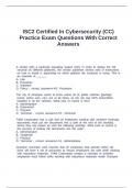 ISC2 Certified In Cybersecurity &lpar;CC&rpar; Practice Exam Questions With Correct Answers