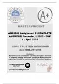 ANS2601 Assignment 2 &lpar;COMPLETE ANSWERS&rpar; Semester 1 2025 - DUE 11 April 2025&semi; 100&percnt; correct solutions and explanations&period;