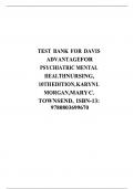 Test Bank For Davis Advantage For Psychiatric Mental Health Nursing 10th Edition By Karyni Morgan and Mary C&period; Townshed ISBN 9780803699670
