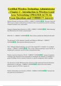 Certified Wireless Technology Administrator - Chapter 2 - Introduction to Wireless Local  Area Networking UPDATED ACTUAL   Exam Questions and CORRECT Answers