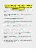 CWNA Guide to Wireless LANs - Chapter 10  UPDATED ACTUAL  Exam Questions and  CORRECT Answers 