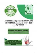 ANS2601 Assignment 2 &lpar;COMPLETE ANSWERS&rpar; Semester 1 2025 - DUE 11 April 2025&semi; 100&percnt; correct solutions and explanations&period;