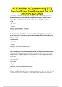 ISC2 Certified In Cybersecurity &lpar;CC&rpar; Practice Exam Questions and Correct Answers 2025&sol;2026