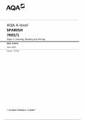 AQA A-level SPANISH 7692&sol;1 Paper 1 Listening&comma; Reading and Writing Mark scheme June 2024