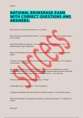 NATIONAL BROKERAGE EXAM WITH CORRECT QUESTIONS AND ANSWERS&period;