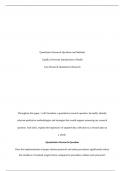   Quantitative Research Questions and Methods  Capella University Introduction to Health C