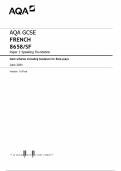 AQA GCSE FRENCH 8658&sol;SF Paper 2 Speaking Foundation Mark scheme including Guidance for Role-plays June 2024