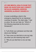 ATI CMS MENTAL HEALTH EXAM TEST  BANK 200 QUESTIONS AND CORRECT  DETAILED ANSWERS &lpar;VERIFIED  ANSWERS&rpar; &vert;ALREADY GRADED A&plus; 