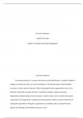   Executive Summary Capella University  Health Care Quality and Safety Management  Executi