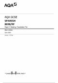 AQA GCSE SPANISH 8698&sol;RF Paper 3 Reading Foundation Tier Mark scheme June 2024