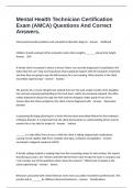 Mental Health Technician Certification Exam &lpar;AMCA&rpar; Questions And Correct Answers&period;
