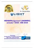 HED4809Assignment 1 &lbrace;ANSWERS&rcub; semester 1 2025 - DUE 2025&semi; 100&percnt; &semi; trusted&comma; comprehensive and complete reliable solution with clear explanation