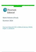 Pearson Edexcel GCSE in Biblical Hebrew &lpar;1BH0&rpar; Paper 2&colon; Literature Mark Scheme &lpar;Final&rpar; Summer 2024