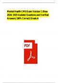 Mental Health CMS Exam Version 1 &vert;&vert; &lpar;New 2025 Update&rpar; Questions and Verified Answers &vert;&vert; 100&percnt; Correct &vert;&vert; Grade A&period;