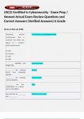 &lpar;ISC&rpar;2 Certified in Cybersecurity - Exam Prep &sol; Newest Actual Exam Review Questions and Correct Answers &lpar;Verified Answers&rpar; A Grade  