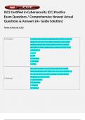 ISC2 Certified in Cybersecurity &lpar;CC&rpar; Practice Exam Questions &sol; Comprehensive Newest Actual Questions & Answers &lpar;A&plus; Guide Solution&rpar;  