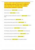 SCHOOL SAFETY FIRST TRIMESTER EXAM QUESTIONS AND ANSWERS UPDATED 2024&sol;2025 A COMPLETE EXAM SOLUTION ALL ANSWERS 100&percnt; CORRECT DETAILED BEST GRADED A&plus; FOR PASS