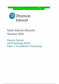 Pearson Edexcel GCE Psychology &lpar;9PS0&rpar; Paper 1&colon; Foundations in Psychology Mark Scheme &lpar;Results&rpar; Summer 2024