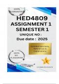 HED4809 Assignment 1 &lpar;COMPLETE ANSWERS&rpar; 2025 - DUE 2025