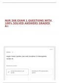 NUR 508 EXAM 1 QUESTIONS WITH 100&percnt; SOLVED ANSWERS GRADED A&plus;