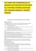 TEST BANK FOR FUNDAMENTALS OF NURSING 10TH EDITION POTTER PERRY ALL CHAPTERS COVERED QUESTIONS AND ANSWERS GRADED A&plus; NEWEST VERSION&period;