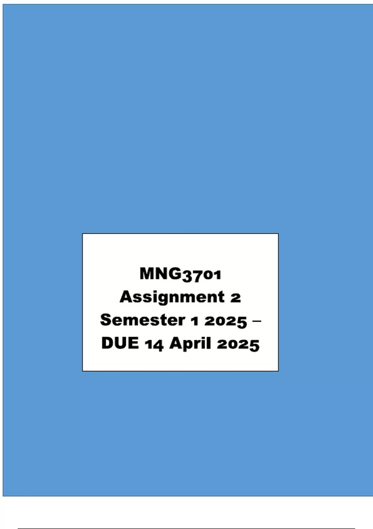 MNG3701 Assignment 2 (COMPLETE ANSWERS) Semester 1 2025 - DUE 14 April ...
