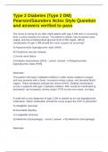 Type 2 Diabetes &lpar;Type 2 DM&rpar; Pearson&sol;Saunders Nclex Style Question and answers verified to pass