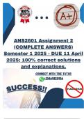 ANS2601 Assignment 2 &lpar;COMPLETE ANSWERS&rpar; Semester 1 2025 - DUE 11 April 2025