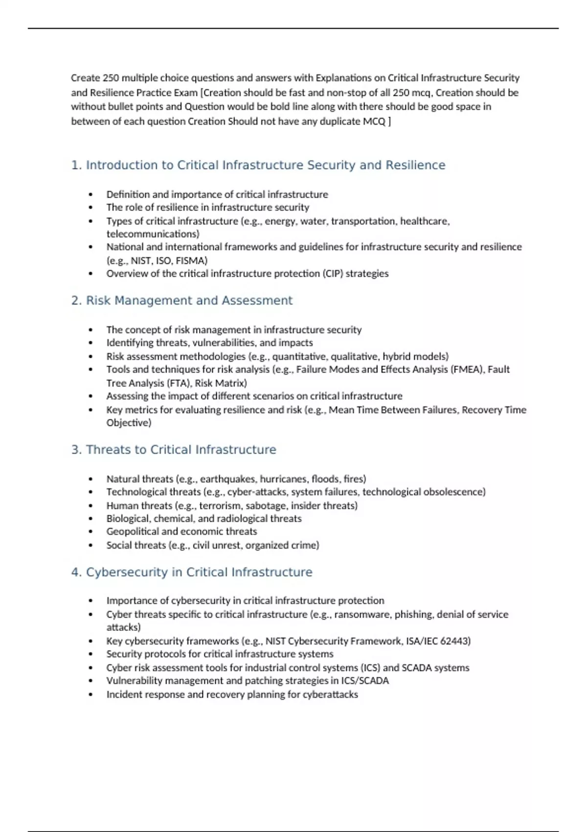 Critical Infrastructure Security and Resilience Exam - Computers ...