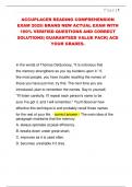 ACCUPLACER READING COMPREHENSION  EXAM 2025&vert; BRAND NEW ACTUAL EXAM WITH  100&percnt; VERIFIED QUESTIONS AND CORRECT  SOLUTIONS&vert; GUARANTEED VALUE PACK&vert; ACE  YOUR GRADES&period;