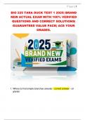 BIO 225 TARA DUCK TEST 1 2025&vert; BRAND  NEW ACTUAL EXAM WITH 100&percnt; VERIFIED  QUESTIONS AND CORRECT SOLUTIONS&vert;  GUARANTEED VALUE PACK&vert; ACE YOUR  GRADES&period;