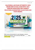 CALIFORNIA LAW EXAM OPTOMETRY 2025&vert;  BRAND NEW ACTUAL EXAM WITH 100&percnt;  VERIFIED QUESTIONS AND CORRECT  SOLUTIONS&vert; GUARANTEED VALUE PACK&vert; ACE  YOUR GRADES&period;