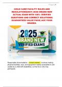 CHILD CARE FACILITY RULES AND  REGULATIONS&lpar;DCF&rpar; 2025&vert; BRAND NEW  ACTUAL EXAM WITH 100&percnt; VERIFIED  QUESTIONS AND CORRECT SOLUTIONS&vert;  GUARANTEED VALUE PACK&vert; ACE YOUR  GRADES&period;